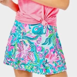🌸Lilly Pulitzer Fionna Ruffle Skort UPF 50+ Turquoise Oasis Golden Hour-medium